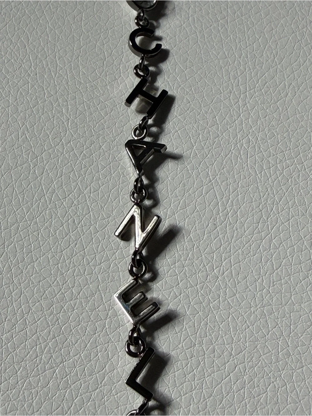 CHANEL Navy Chain Necklace/Belt with Interwoven Leather and SilverCharm Accents